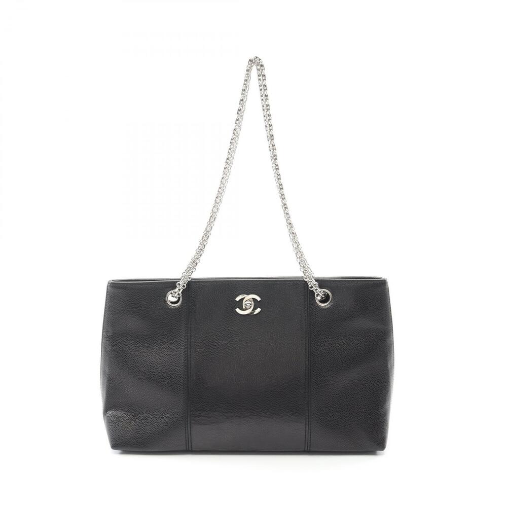 Chanel Coco Mark Tote Bag Caviar Leather Grained Calfskin Black